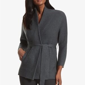 MM Lafleur Charcoal Belted Cardigan Morandi Business Office Quiet Luxury
